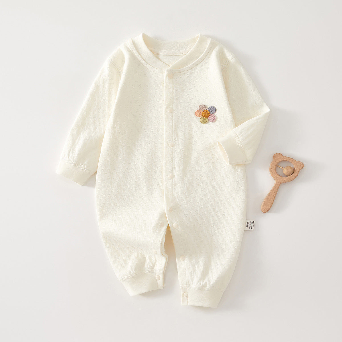 Spring New Arrival Baby Unisex Long Sleeves Flowers Embroidered Pattern Rompers-0