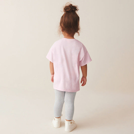 Summer Baby Kids Cartoon Mermaid Pattern T-shirt and Grey Pants Clothing Set for Girls-1
